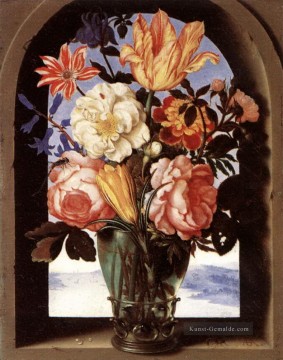 Blumen in Glasflasche Ambrosius Bosschaert Ölgemälde